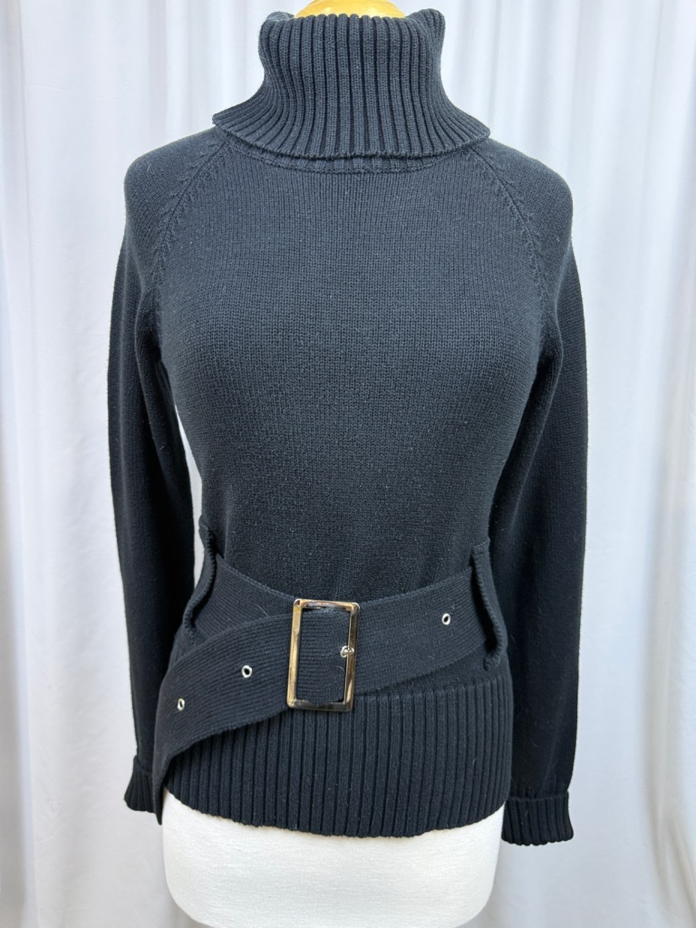 Sao Paulo Black Cowl Neck Belted Sweater - Size 6